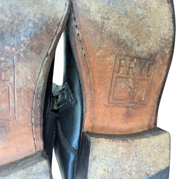 FRYE Women's Shirley Cuffed Black leather zip up Boots - Size 7 B - Picture 12 of 14